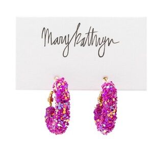 NWT Mary Kathryn Pink Mini Glitter Hoop Earrings